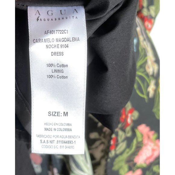 NWT Agua Bendita Caramelo Magdalena Night Cotton Mini Dress Black Floral Print M - Picture 4 of 12